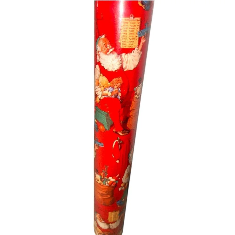 Vtg Wrapping Paper American Greeting Santa Christmas Roll USA 3'x1' New 75SqFt